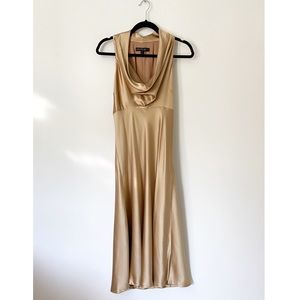 Lafayette 148 Vintage Gold 100% Silk Midi Dress